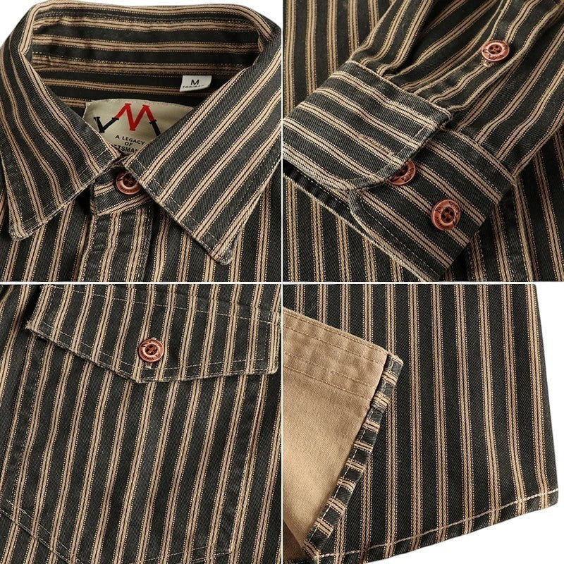 Striped Long Sleeve Shirt Button Front
