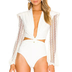 Long Sleeve Lace Swimsuit 11038