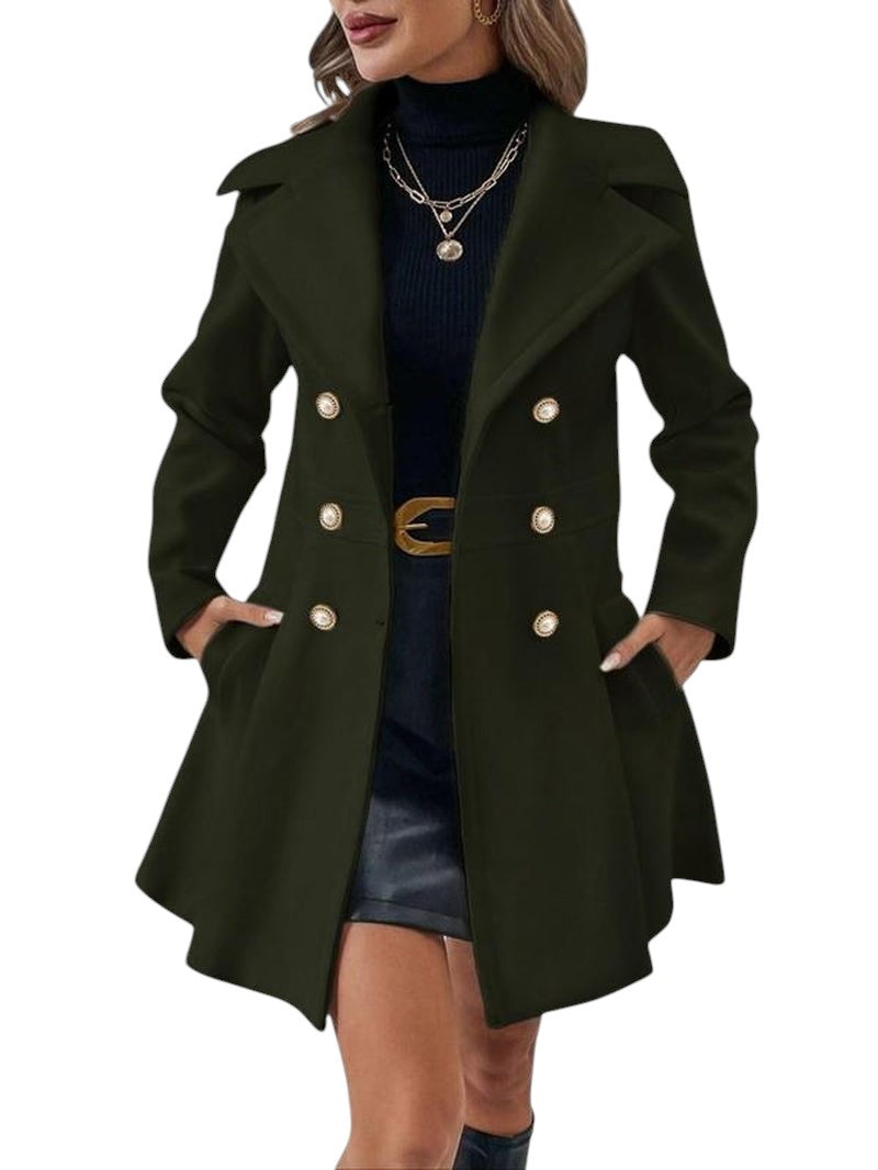 Double breasted Peacoat With Army Green