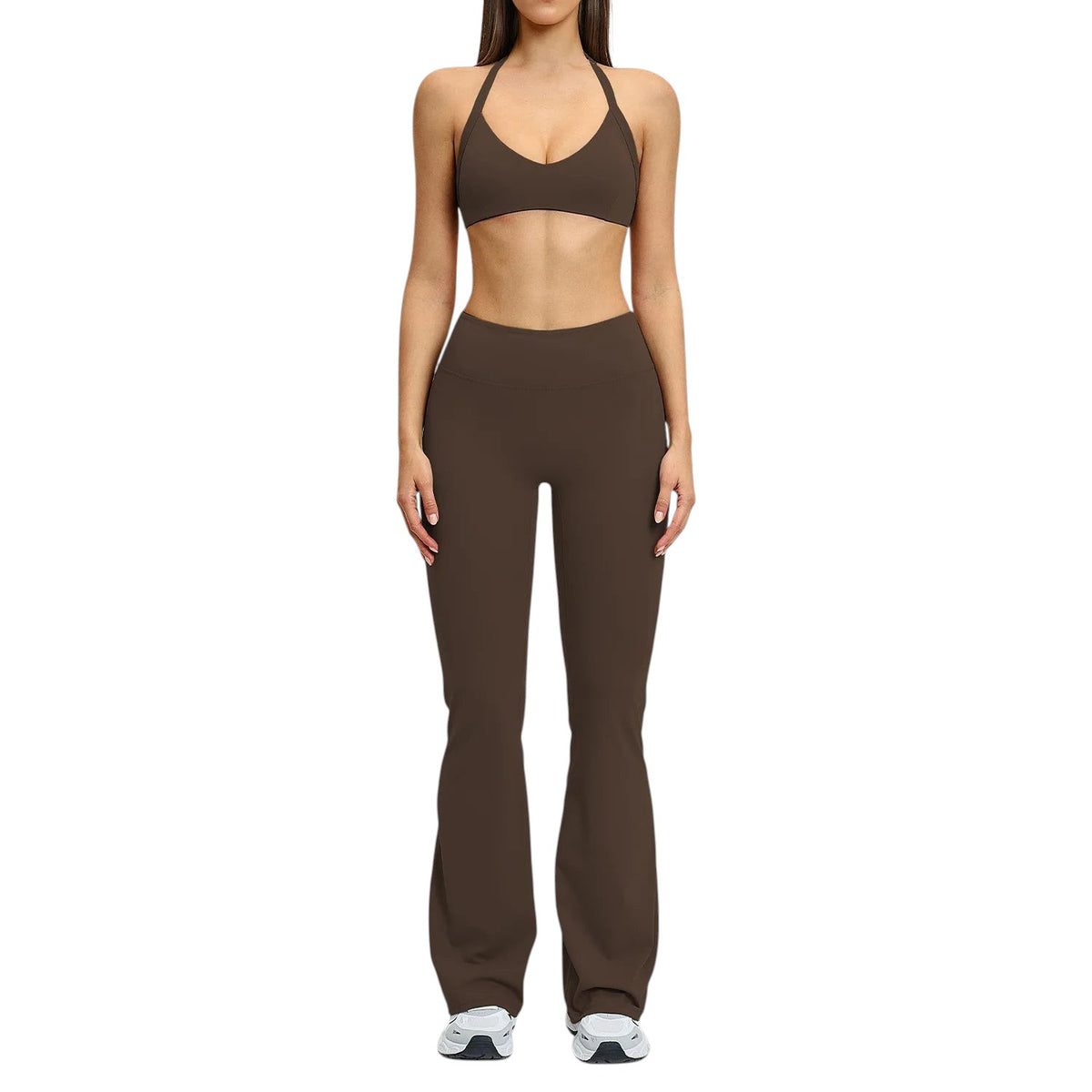 Comfort High Waisted Pants High Waisted Black Coffee Set