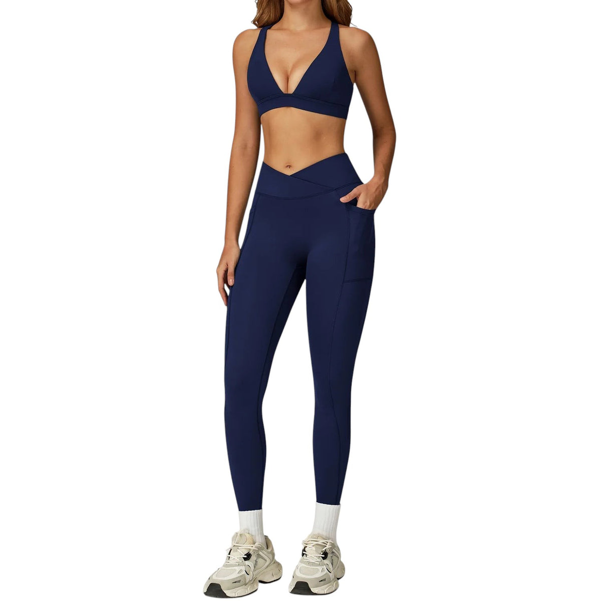 Athletic Two piece Flare Leggings Midnight Blue-4 China Mainland