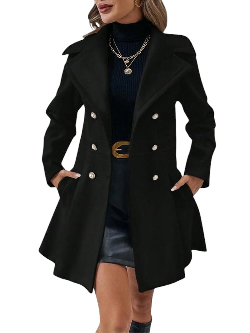 Double breasted Peacoat With Black