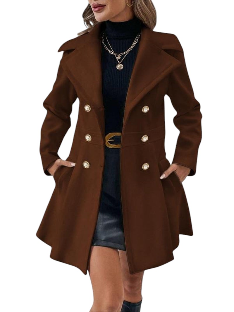 Double breasted Peacoat With Brown