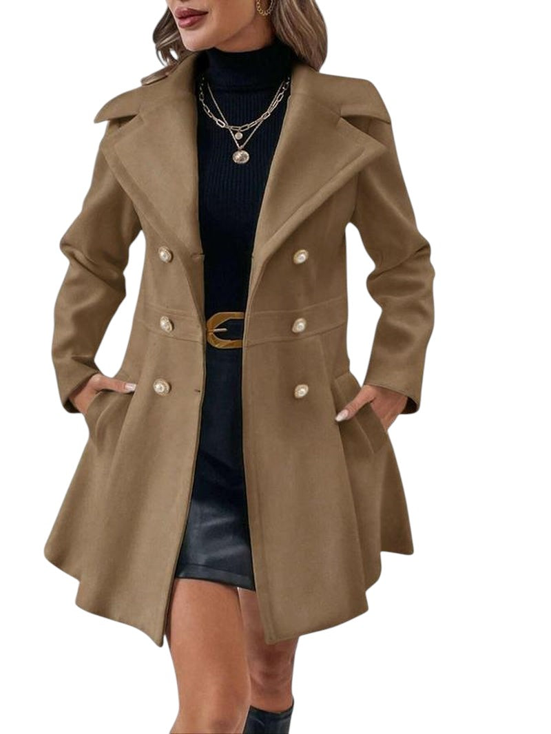 Double breasted Peacoat With Fawn Brown