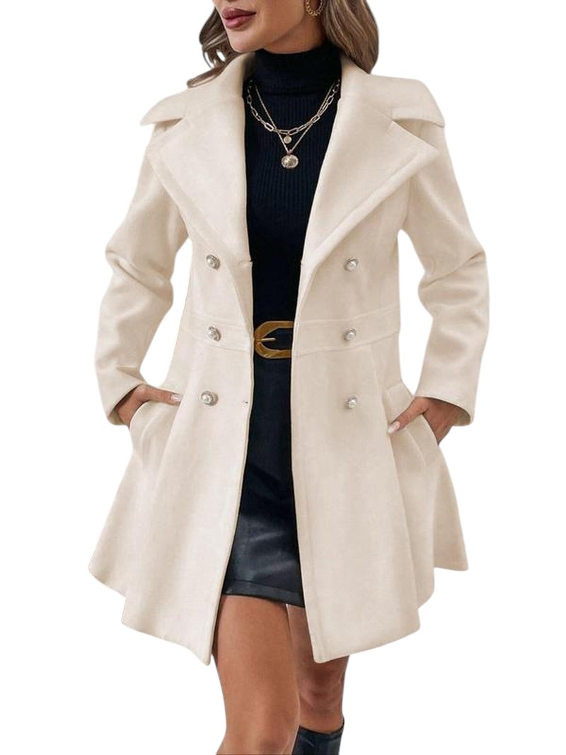 Double breasted Peacoat With Cream