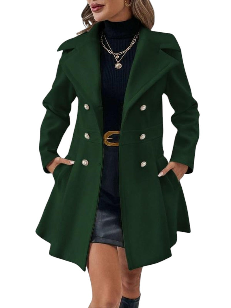 Double breasted Peacoat With Leaf Green