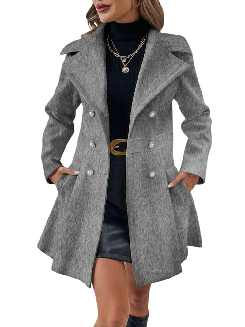 Double breasted Peacoat With Gray