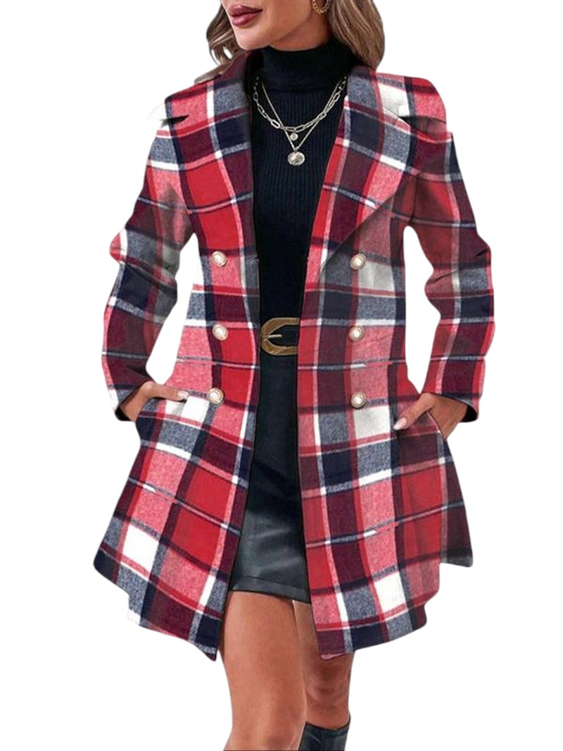 Double breasted Peacoat With Red And White
