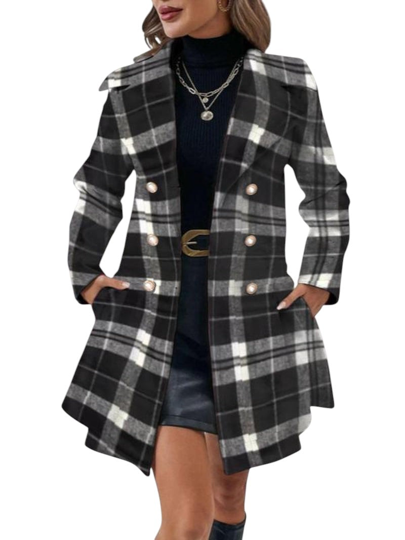 Double breasted Peacoat With Black And White