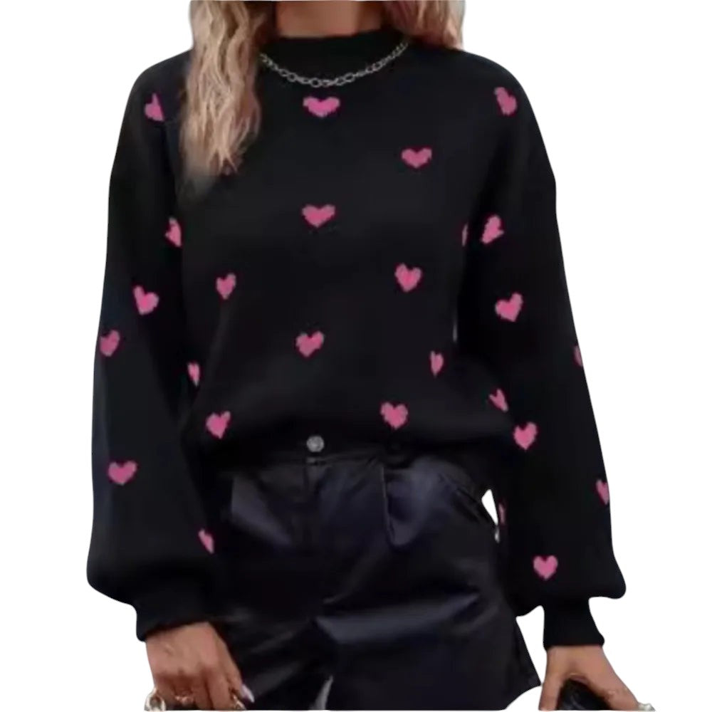 Heart Pattern Long Sweater Long Sleeve Knit