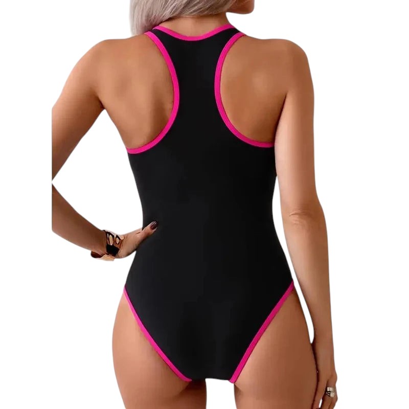 Sleeveless Zipper One Zip Up Swimsuit