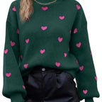 Heart Pattern Long Sweater Long Sleeve Knit