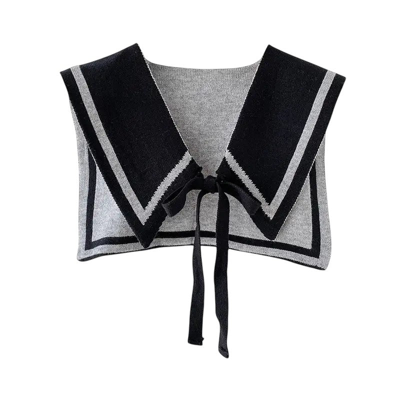 Knit Sailor Collar Black Gray