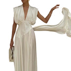 Sleeveless Deep V neck Dress