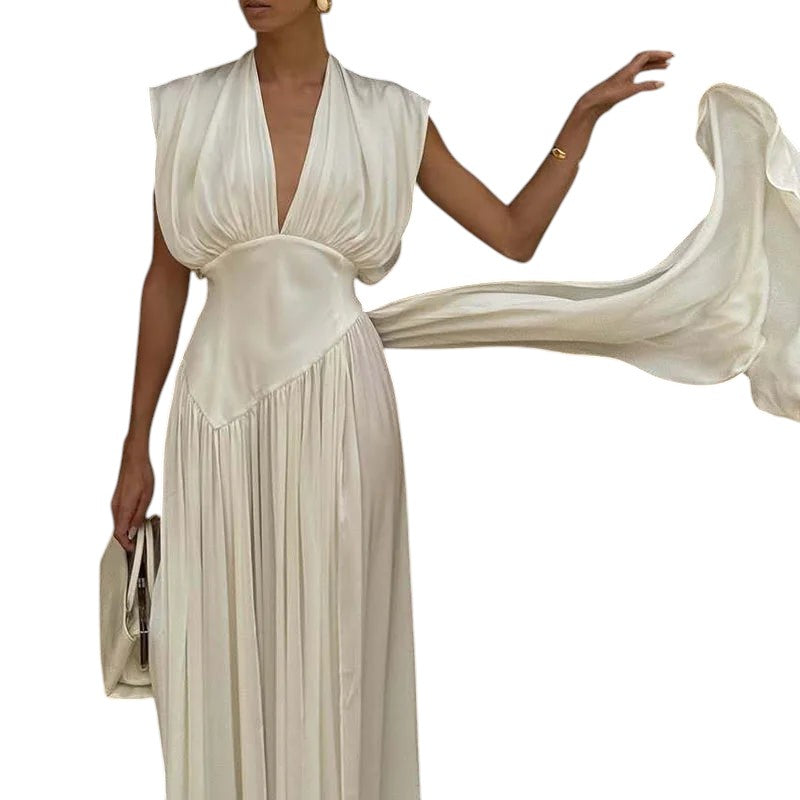 Sleeveless Deep V neck Dress