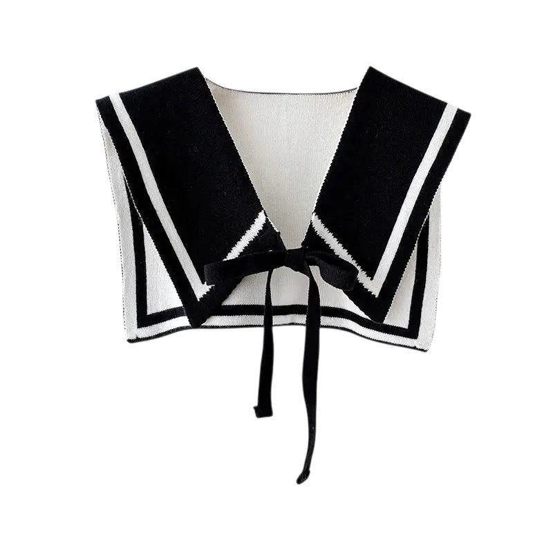 Knit Sailor Collar Black White