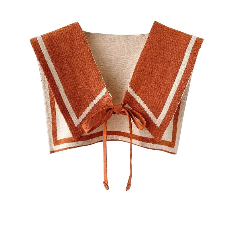Knit Sailor Collar Orange Beige