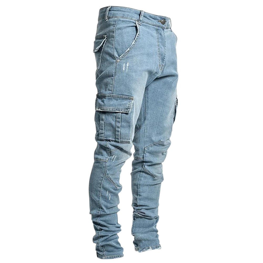 Skinny Fit Cargo Jeans L0066 blue