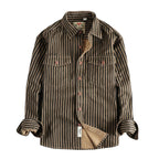 Striped Long Sleeve Shirt Button Front black stripes