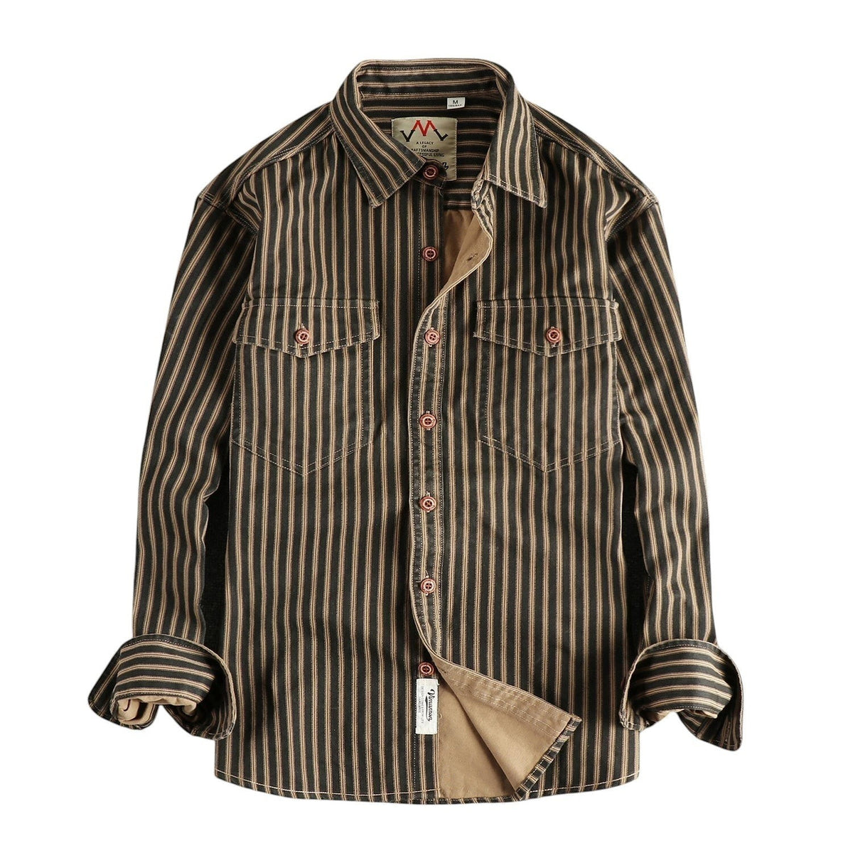 Striped Long Sleeve Shirt Button Front black stripes