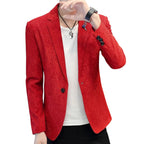 Textured Blazer Jacket red