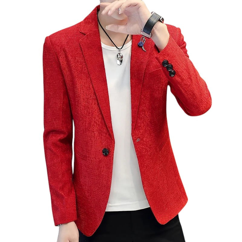 Textured Blazer Jacket red