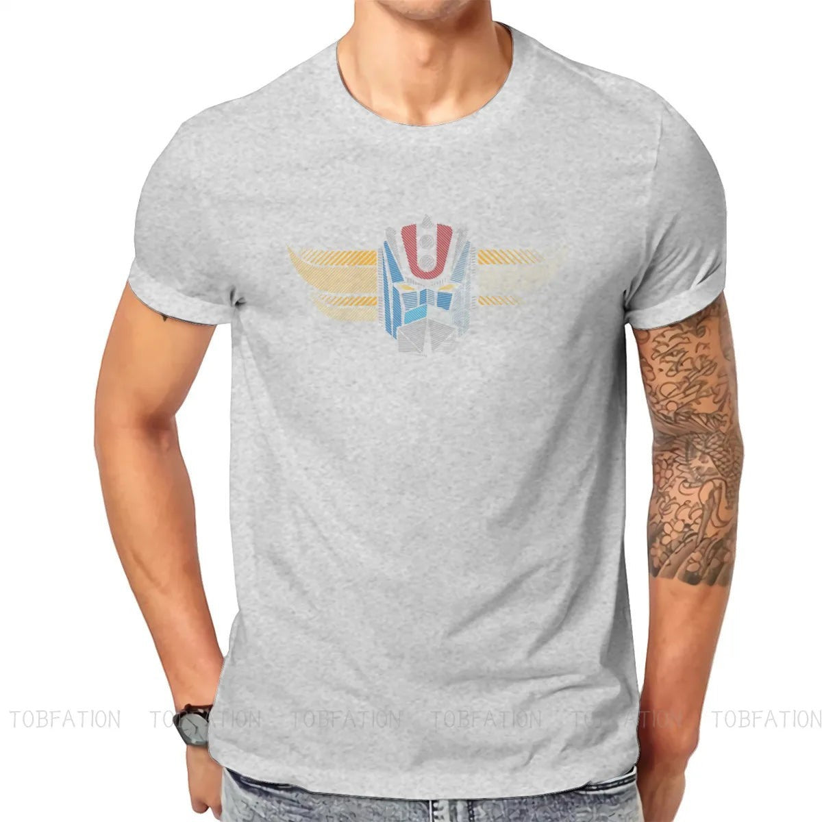 Retro Robot Head T Shirt Graphic GRAY