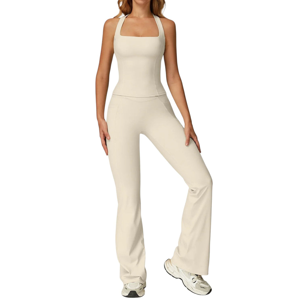 Athletic Two piece Flare Leggings Oat Apricot -2 China Mainland
