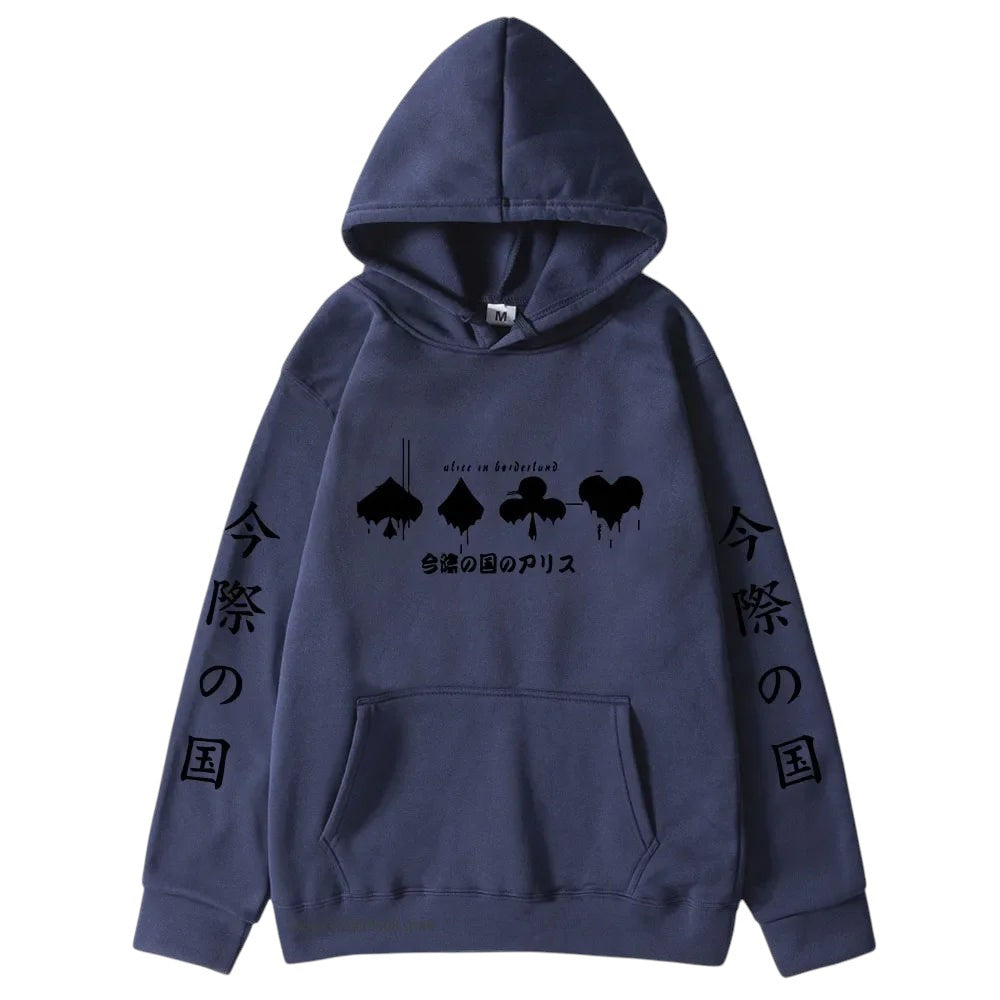 Alice Borderland Graphic Hoodie Navy Blue