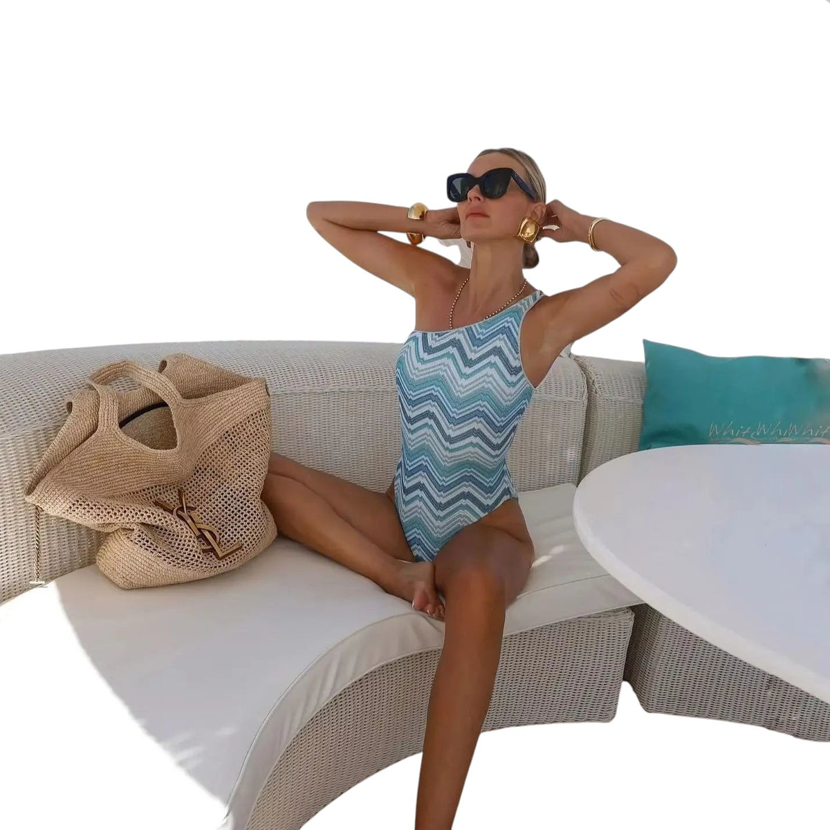 Chevron Knit One Dress Swimsuit swimwear