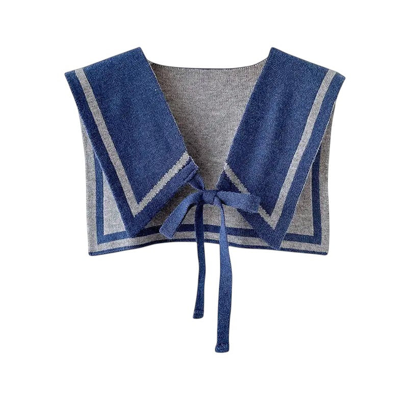 Knit Sailor Collar Blue Gray