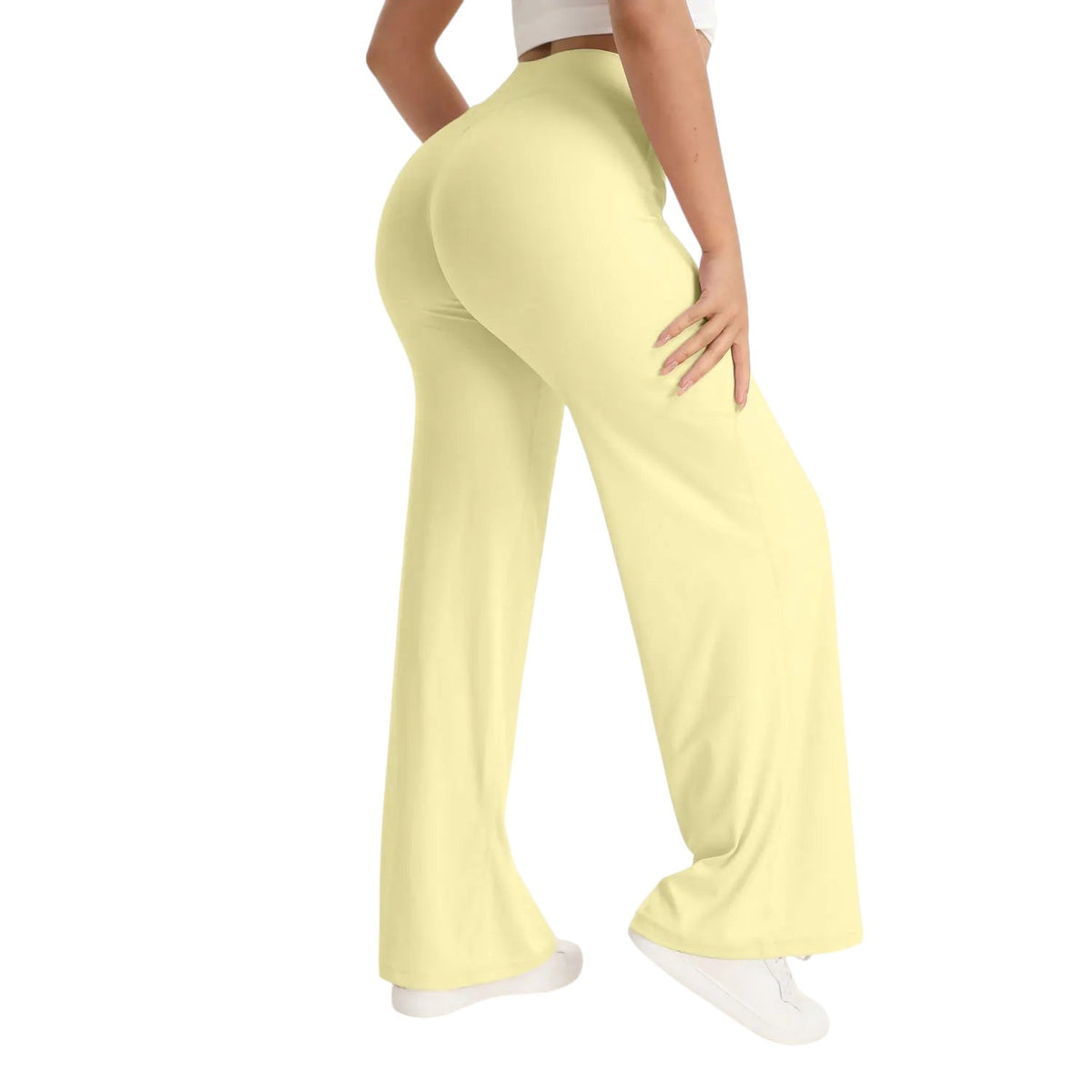 Comfort Wide Leg Pants Wide Leg Cream Yellow