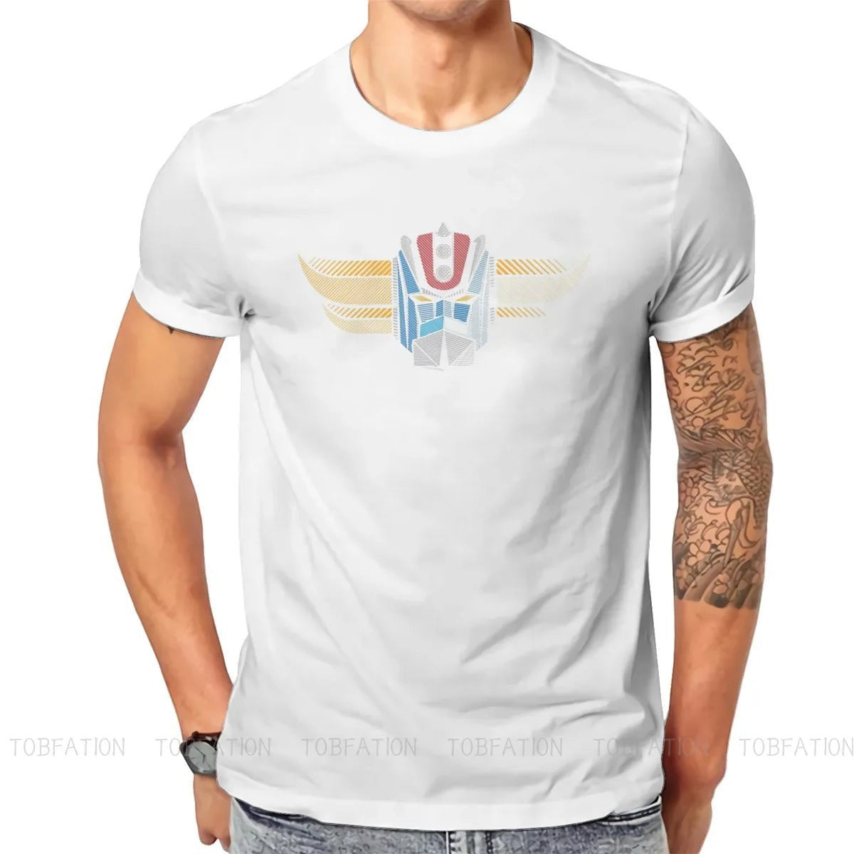 Retro Robot Head T Shirt Graphic WHITE