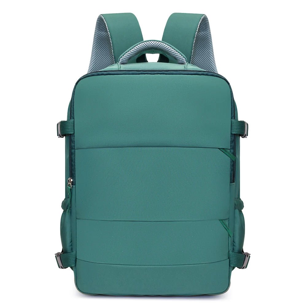 Compact Travel Backpack with Clamshell Opening green