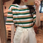 Crop Slim O neck T Shirt Short Sleeve