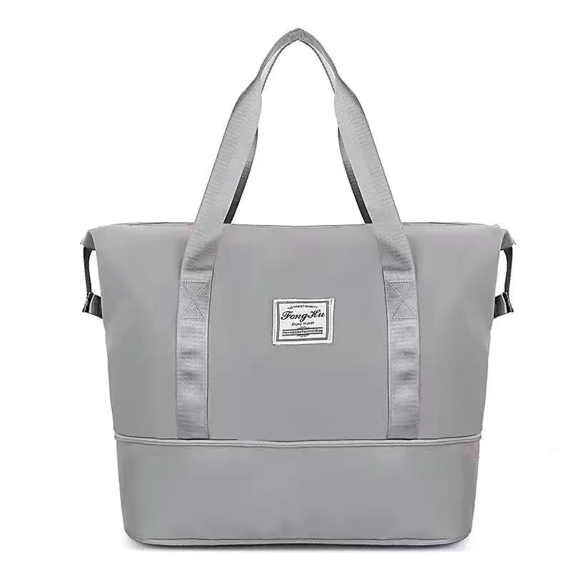 Expandable Foldable Nylon Travel Tote Grey