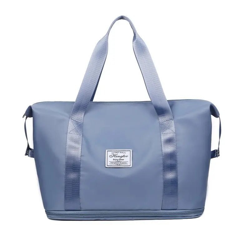 Expandable Foldable Nylon Travel Tote blue