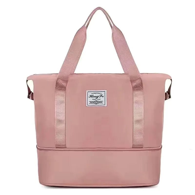 Expandable Foldable Nylon Travel Tote Pink