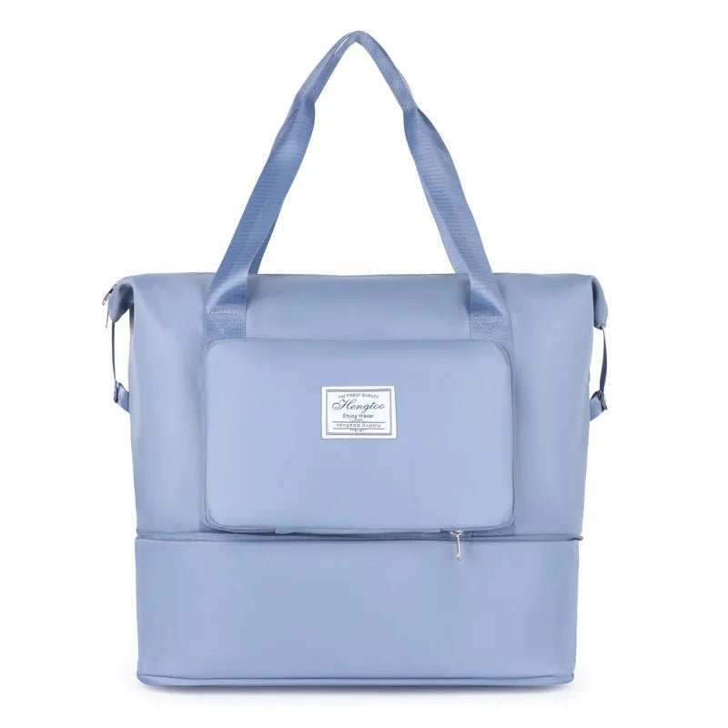 Expandable Foldable Nylon Travel Tote Blue Foldable