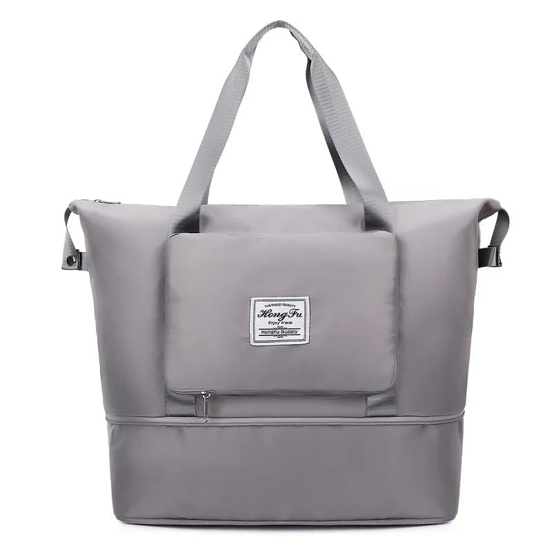 Expandable Foldable Nylon Travel Tote Grey Foldable