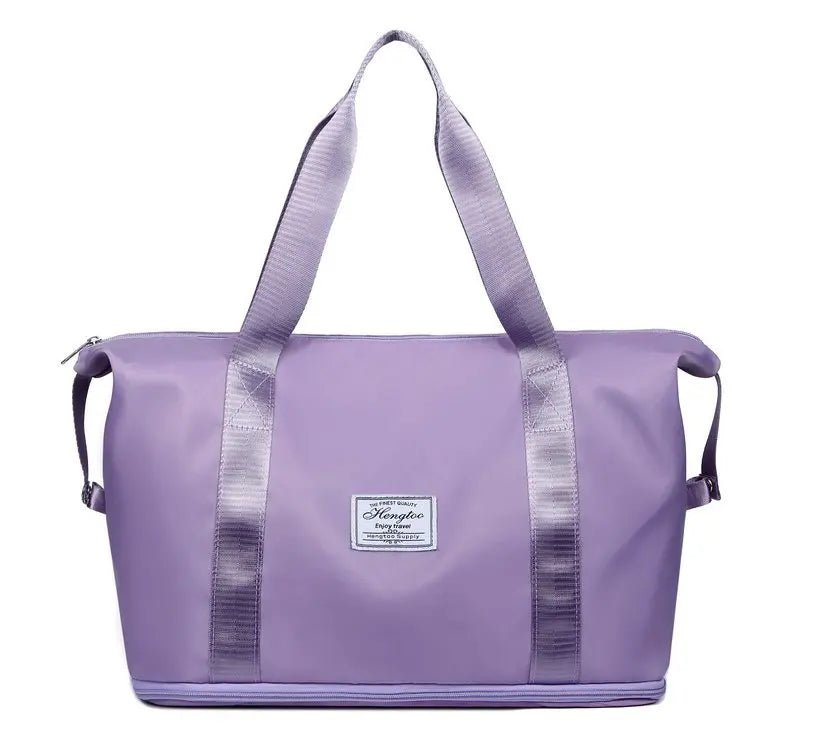 Expandable Foldable Nylon Travel Tote purple