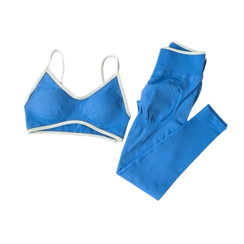 Fitness Suit Strappy Contrast Pants Knit Klein Blue China Mainland
