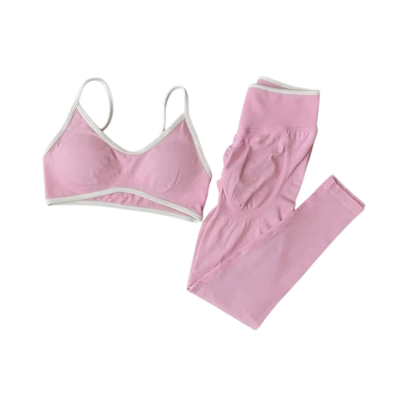 Fitness Suit Strappy Contrast Pants Knit