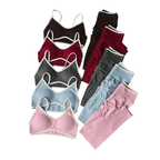 Fitness Suit Strappy Contrast Pants Knit
