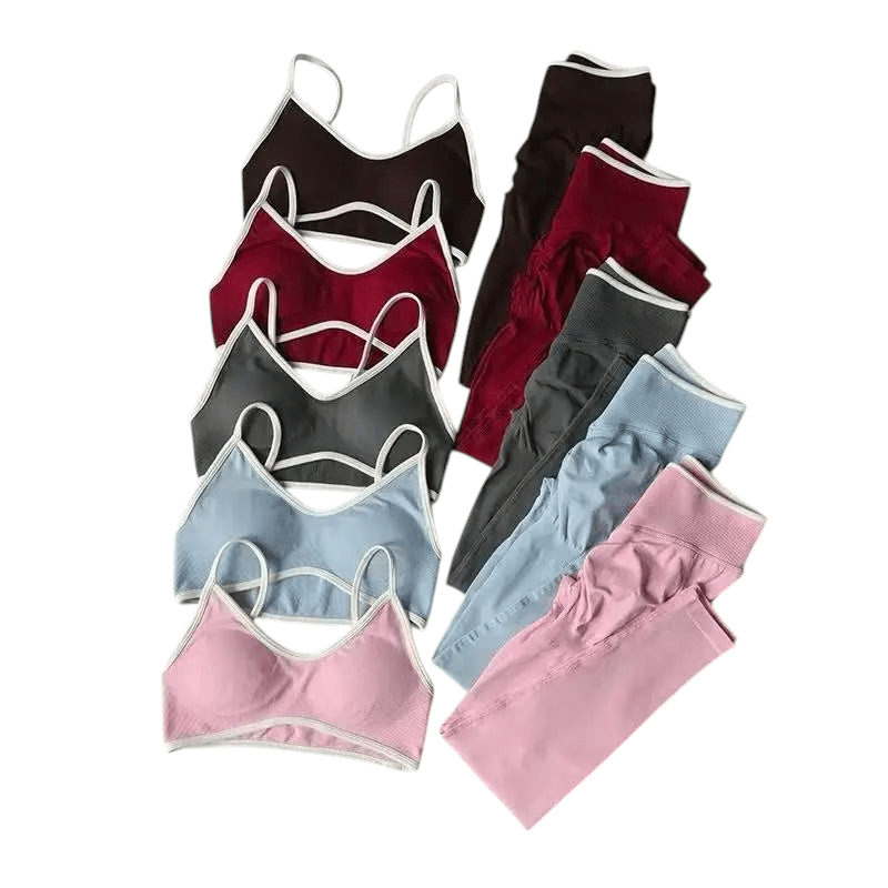 Fitness Suit Strappy Contrast Pants Knit