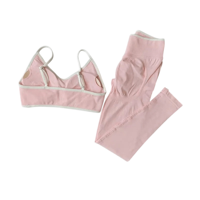 Fitness Suit Strappy Contrast Pants Knit Light pink China Mainland