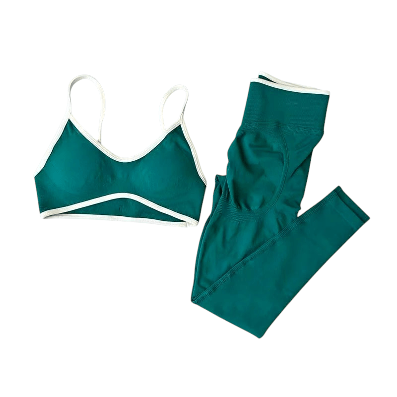Fitness Suit Strappy Contrast Pants Knit Green China Mainland