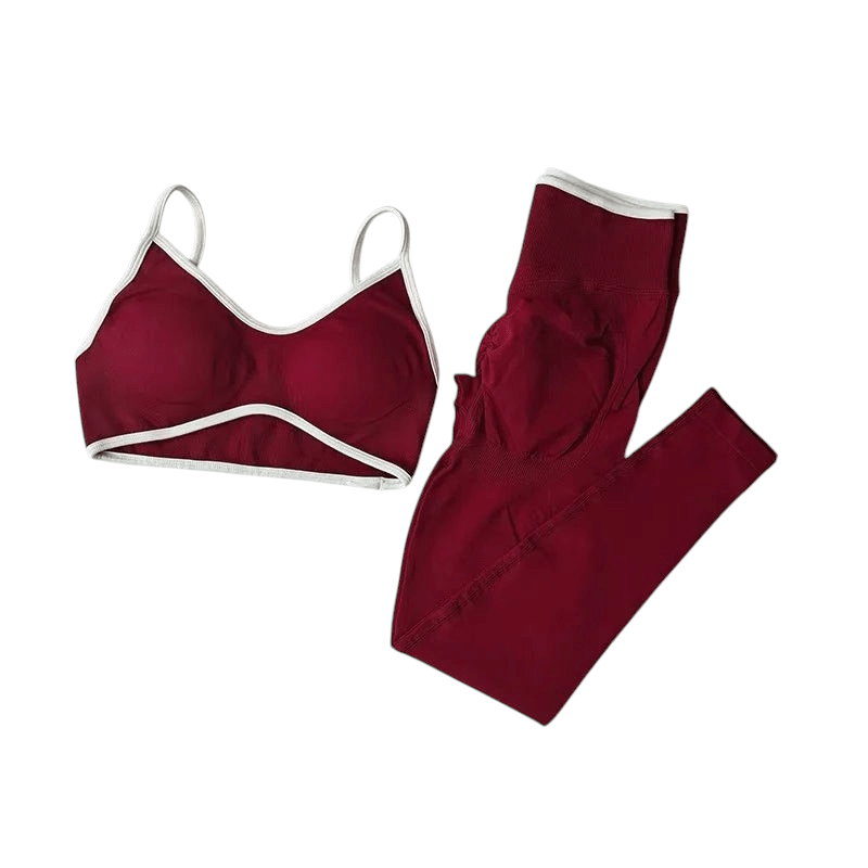 Fitness Suit Strappy Contrast Pants Knit Encore red China Mainland