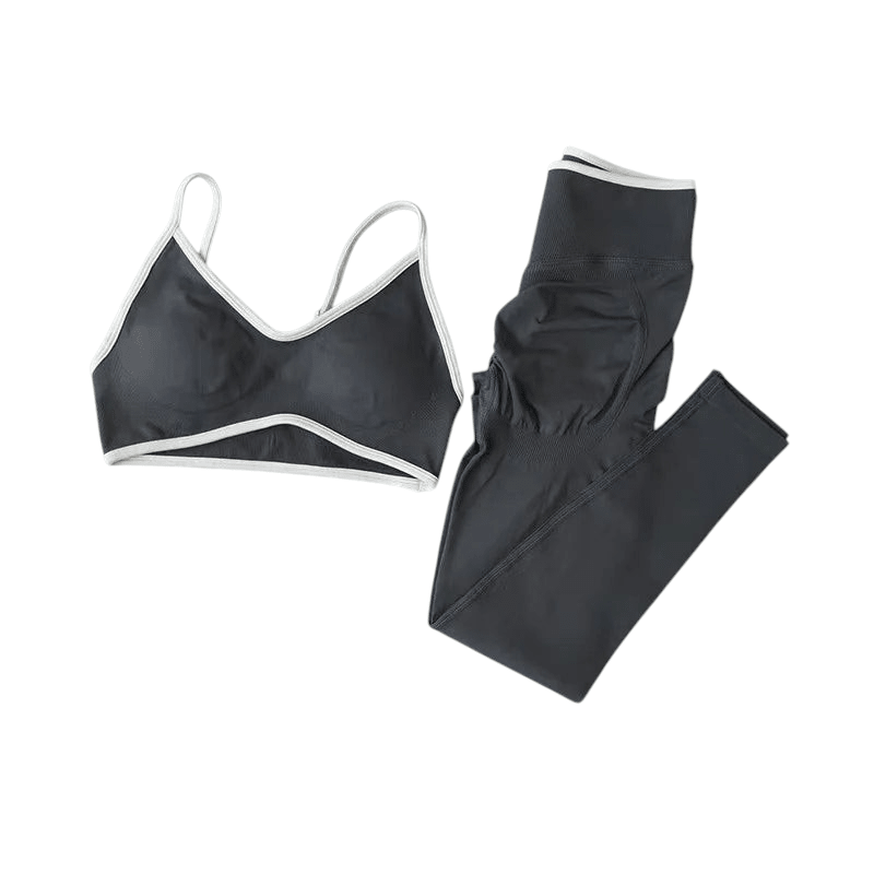 Fitness Suit Strappy Contrast Pants Knit Grey China Mainland