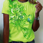 Flower Butterfly Printed T Shirt Relaxed Fit Short Sleeve Tshirt-PZM42314